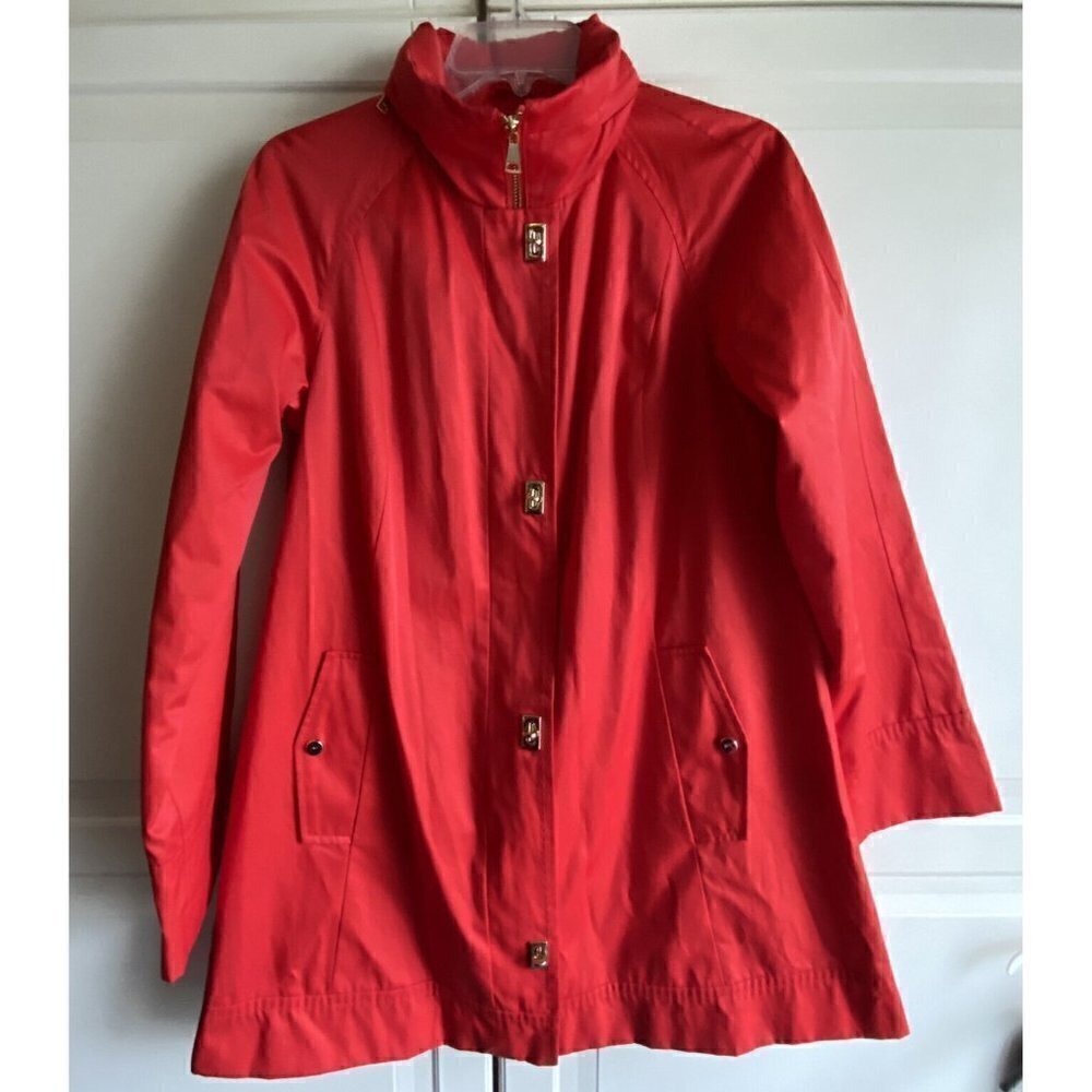 Jones New York JNY Women’s Red Jacket Coat Gold Accents Size Small